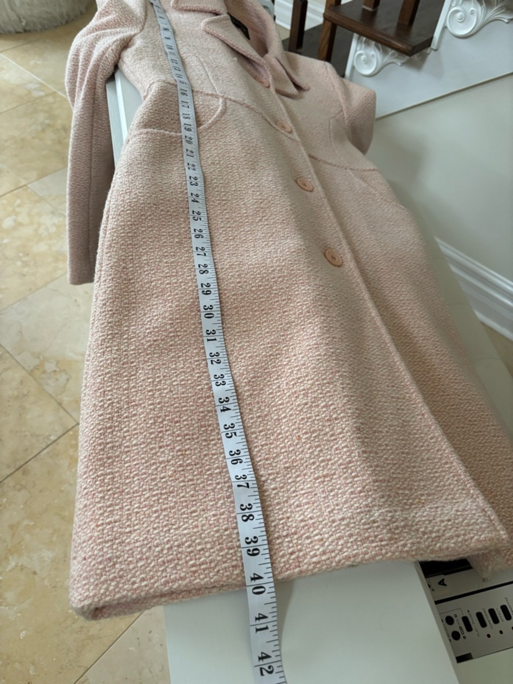 Nicole Blush Pink Long Single-Breasted Trench Coat - Picture 16 of 16